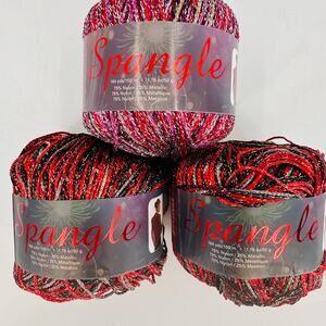 3 Premier Spangle Yarn - Metallic Glitter - HOLIDAY GLITZ / EMPRESS Red Black
